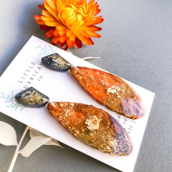 Burnt Sunset Geode Dangles