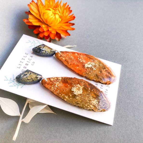 Burnt Sunset Geode Dangles