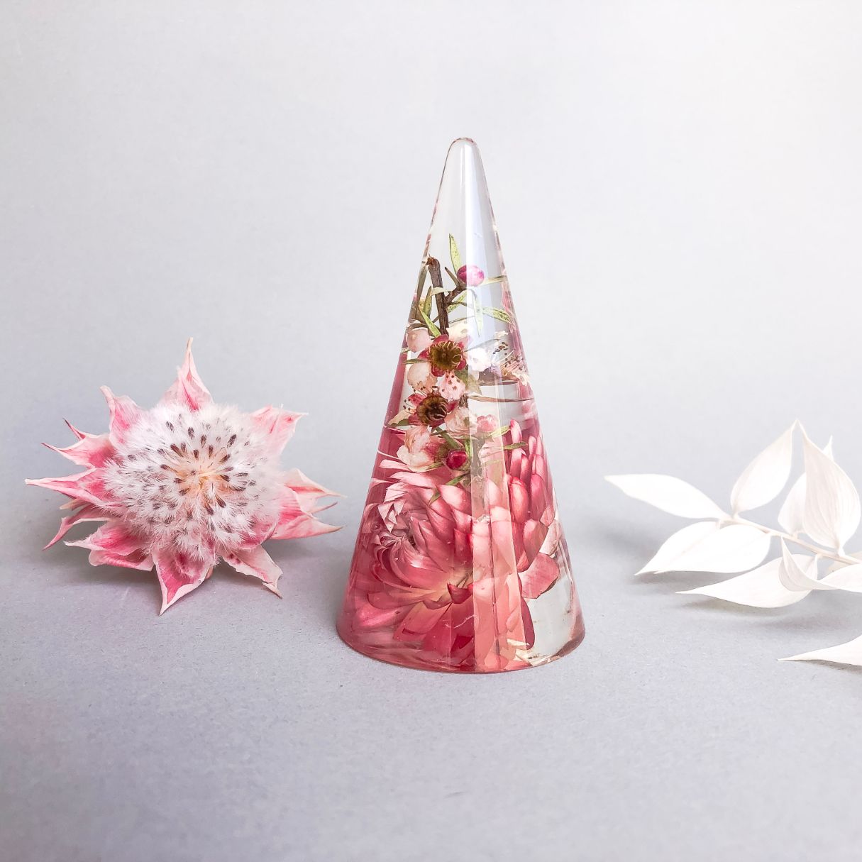 Everlasting Daisy & Tea Tree Flower Ring Cone