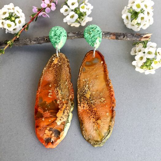 Burnt Orange Geode Dangles