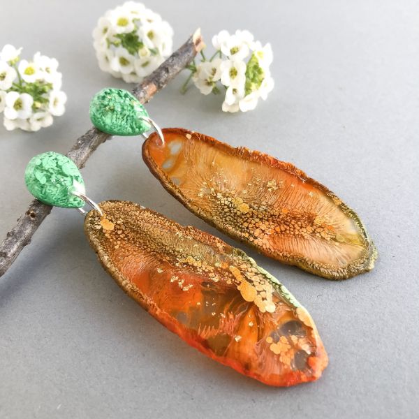 Burnt Orange Geode Dangles