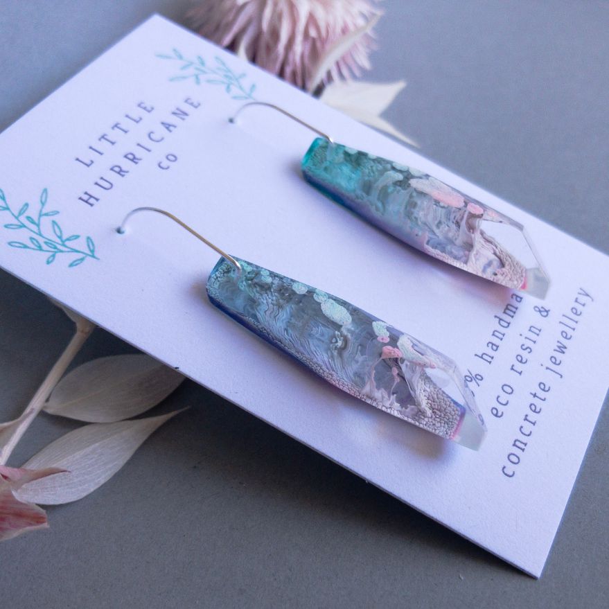 Emerald Coral Faceted Dangles