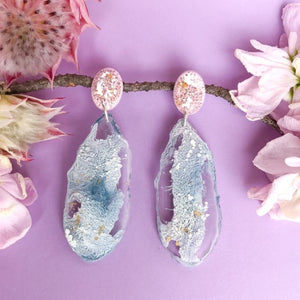 Cloudy Skies Geode Dangles small