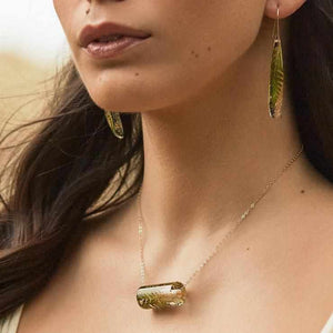 Barrel Necklace - Foraged Fern & Gold Leaf - Little Hurricane Co