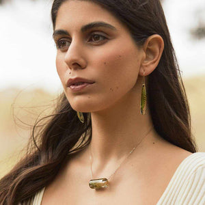 Barrel Necklace - Foraged Fern & Gold Leaf - Little Hurricane Co