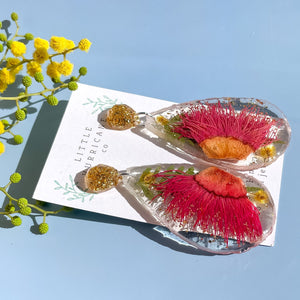 Pink Gum, Wattle & Fern Teardrop Geode