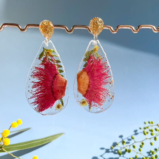 Pink Gum, Wattle & Fern Teardrop Geode