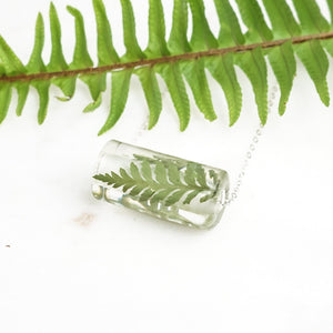 Barrel Necklace - Foraged Fern & Gold Leaf - Little Hurricane Co