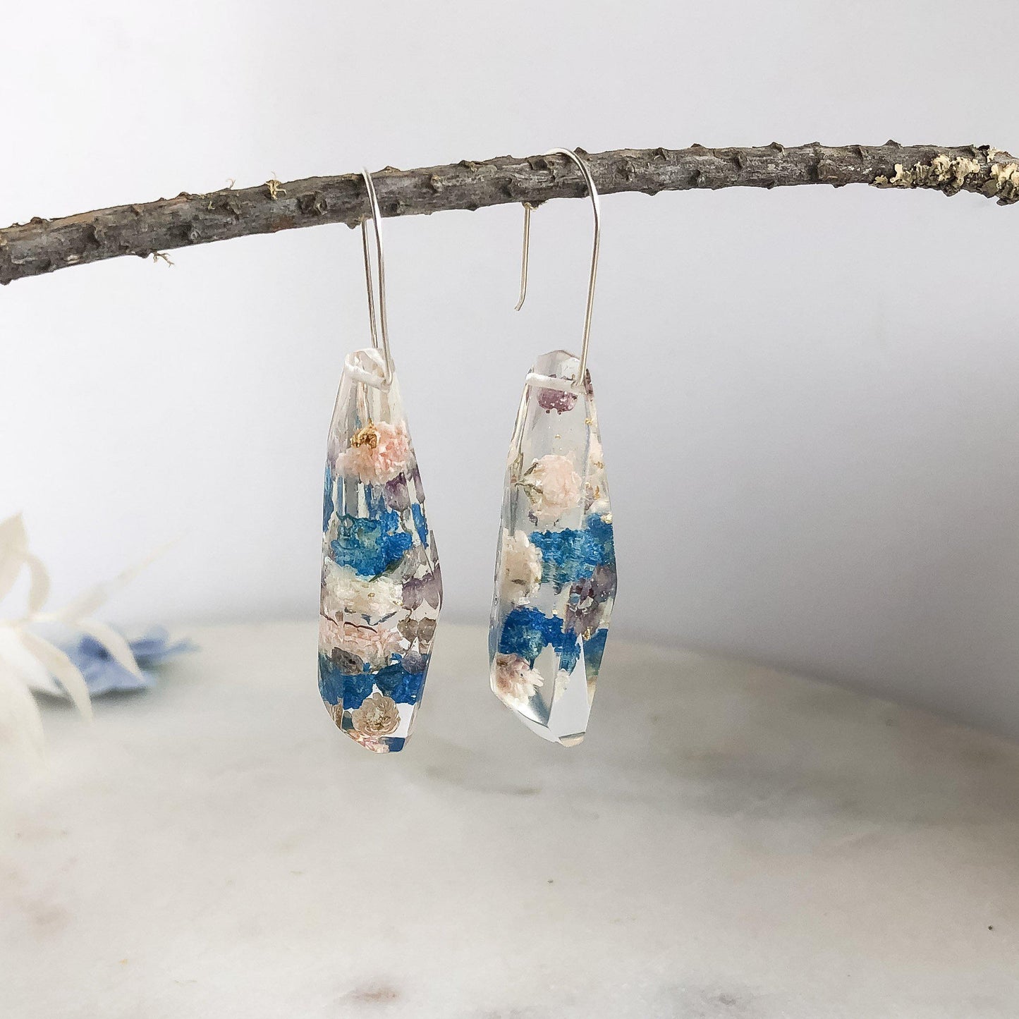 Blue Baby's Breath Faceted Dangle - Little Hurricane Co