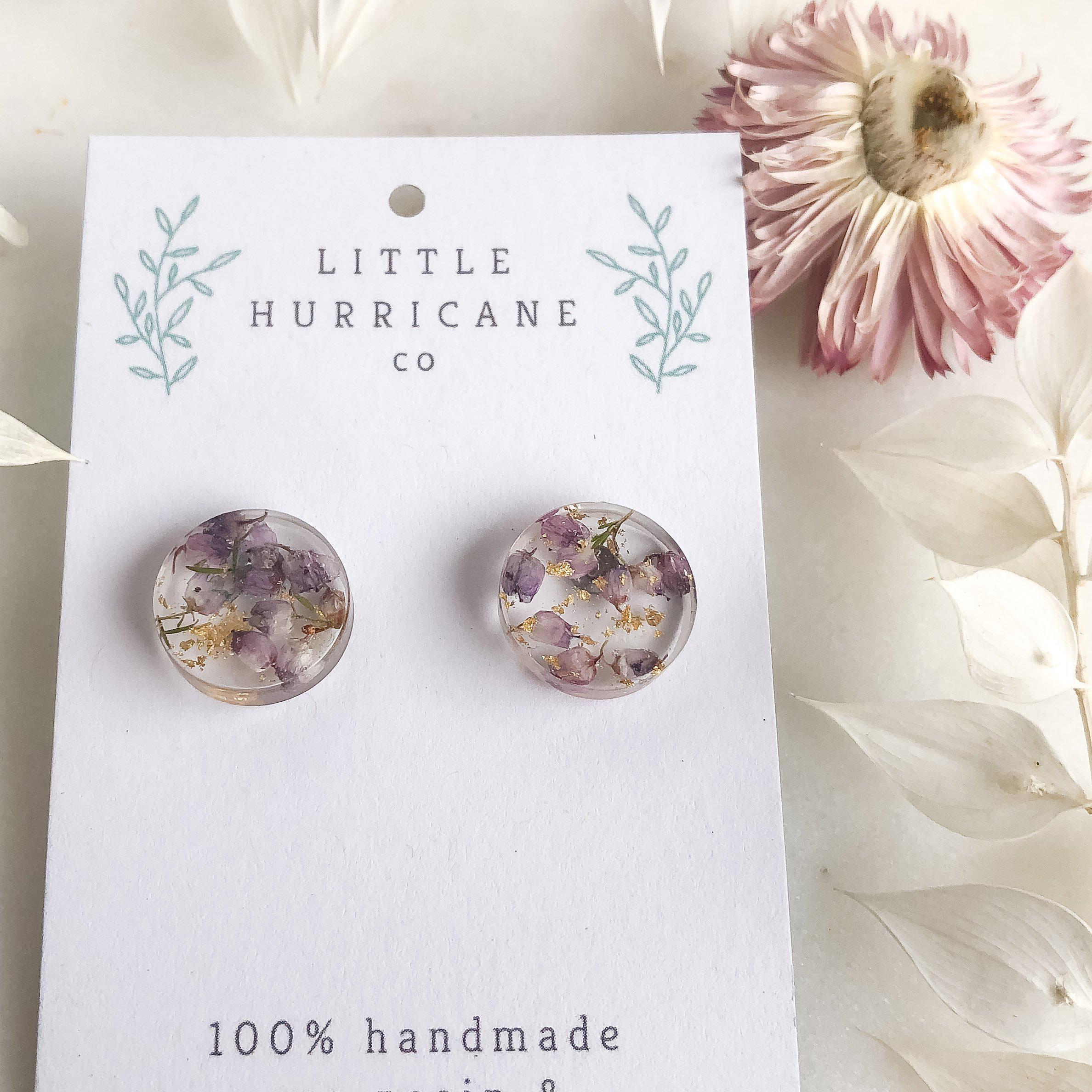 Resin earring studs Australian Native Thryptomene Flowers