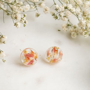 Button Studs - Strawberry Fields Flower & Gold Leaf - Little Hurricane Co