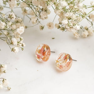 Button Studs - Strawberry Fields Flower & Gold Leaf - Little Hurricane Co