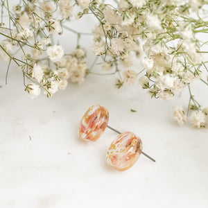 Button Studs - Strawberry Fields Flower & Gold Leaf - Little Hurricane Co