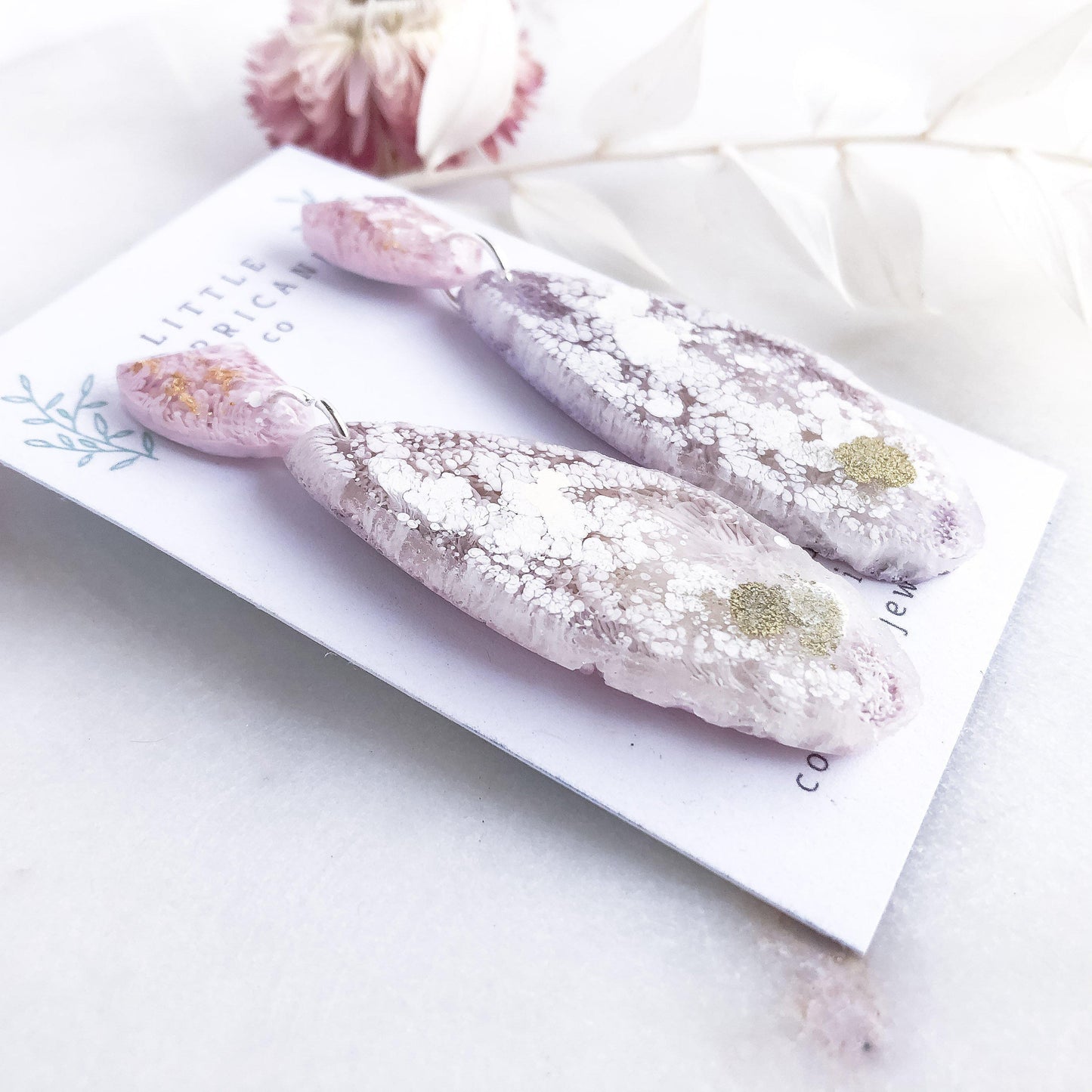 Cotton Candy Geode Dangles - Little Hurricane Co