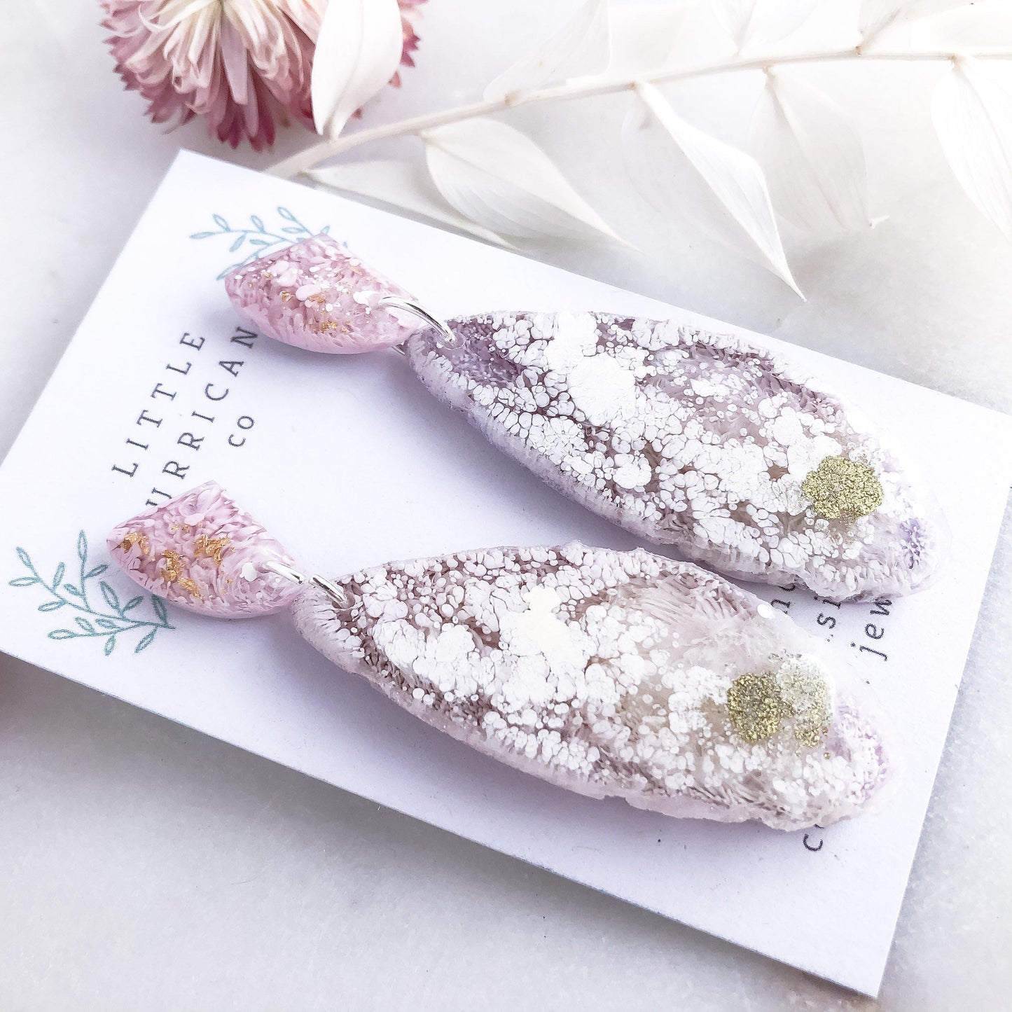 Cotton Candy Geode Dangles - Little Hurricane Co