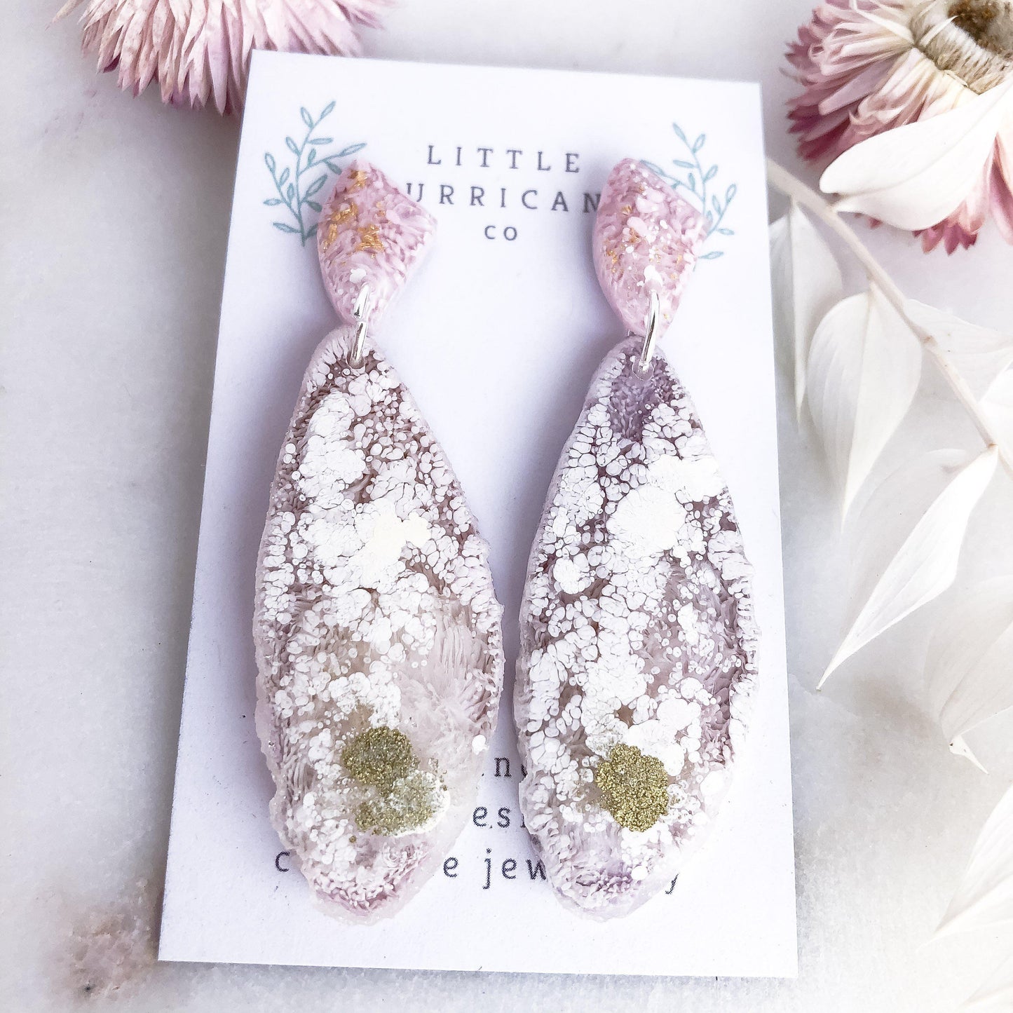 Cotton Candy Geode Dangles - Little Hurricane Co