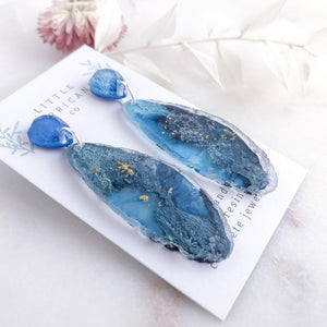 Deep Oceanview Geode Dangles - Little Hurricane Co