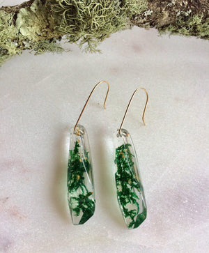 Faceted Dangle - Moss & Gold Leaf - Little Hurricane Co