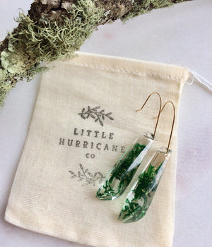 Faceted Dangle - Moss & Gold Leaf - Little Hurricane Co