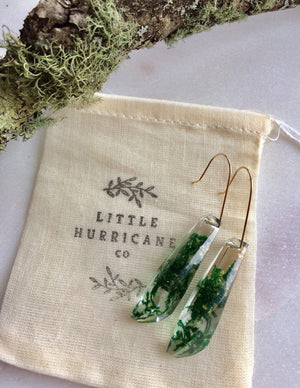 Faceted Dangle - Moss & Gold Leaf - Little Hurricane Co