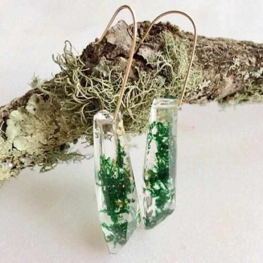 Faceted Dangle - Moss & Gold Leaf - Little Hurricane Co