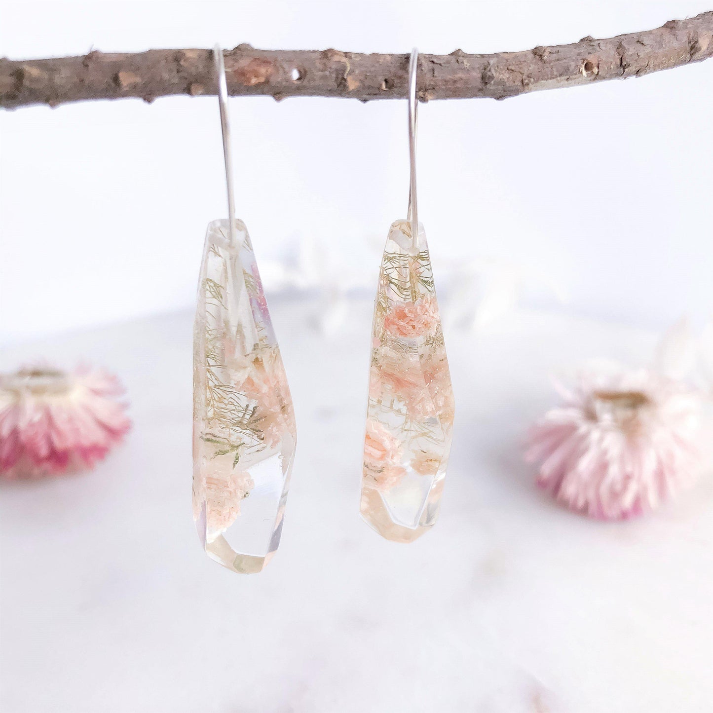 Faceted Dangles - Baby's Breath & Asparagus fern - Little Hurricane Co