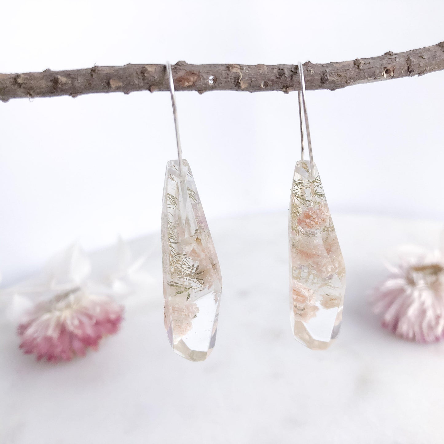 Faceted Dangles - Baby's Breath & Asparagus fern - Little Hurricane Co