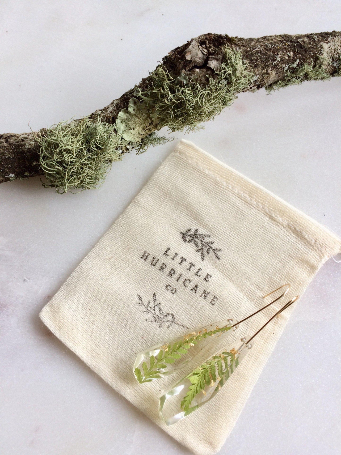 Faceted Dangles - Little Fern & Gold Leaf - Little Hurricane Co