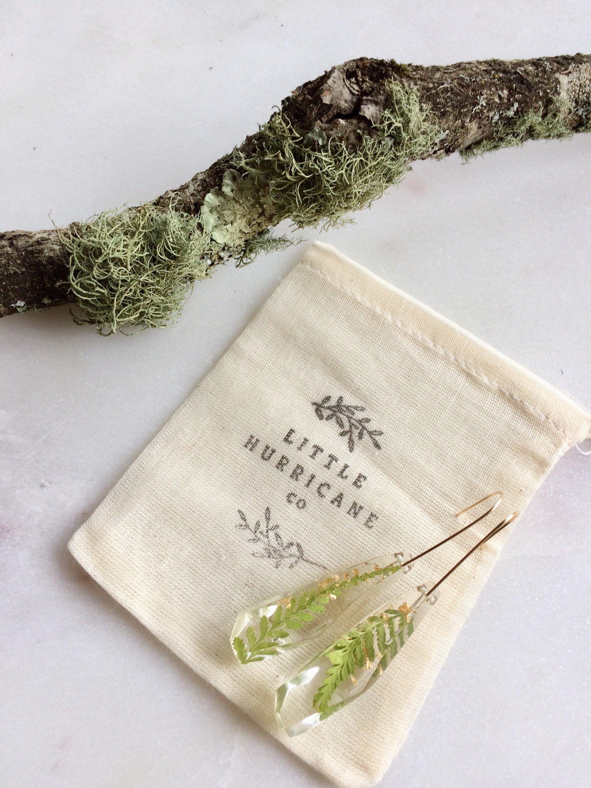 Faceted Dangles - Little Fern & Gold Leaf - Little Hurricane Co