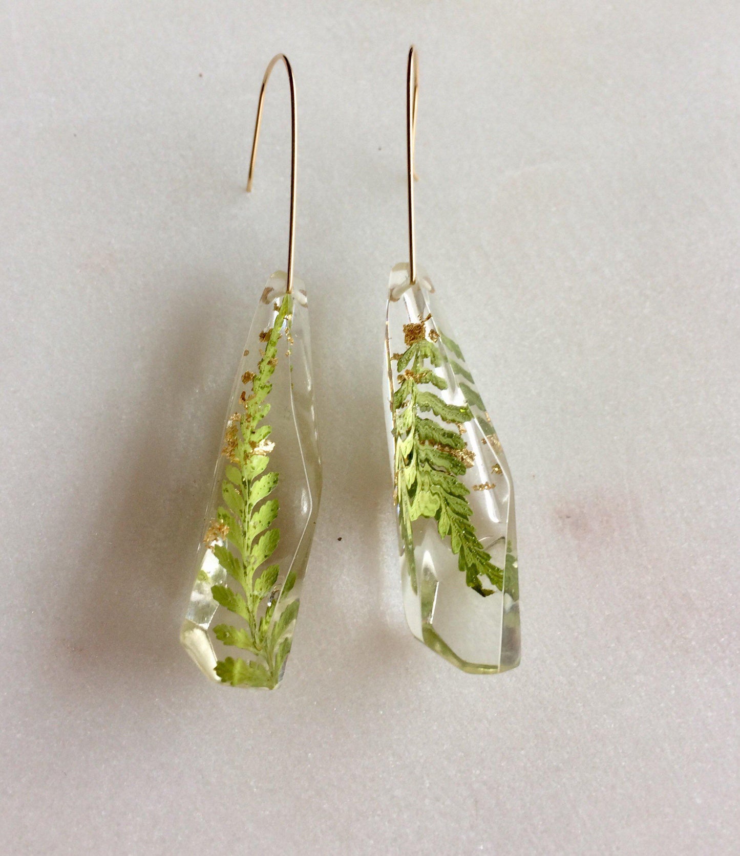 Faceted Dangles - Little Fern & Gold Leaf - Little Hurricane Co