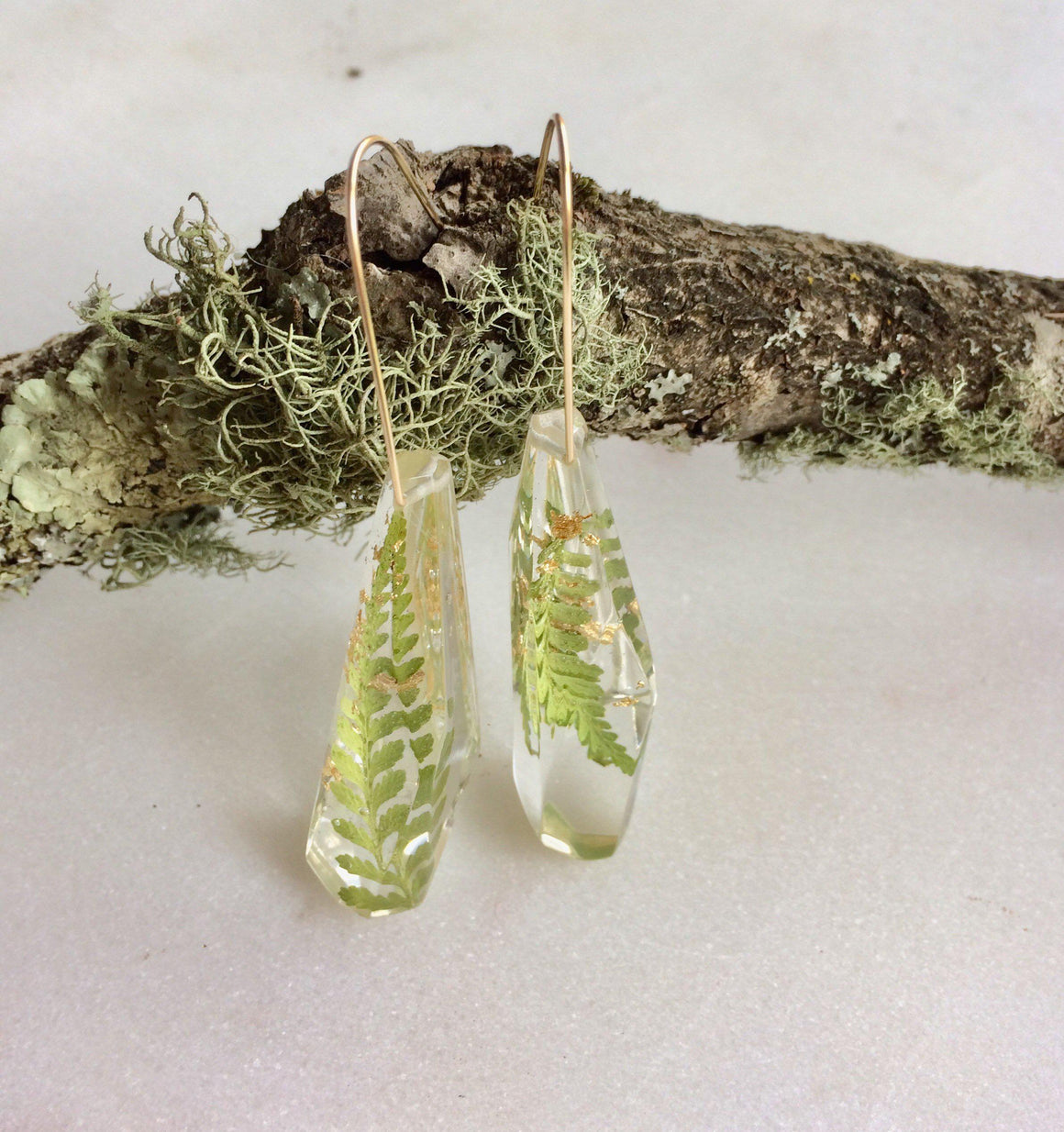 Faceted Dangles - Little Fern & Gold Leaf - Little Hurricane Co