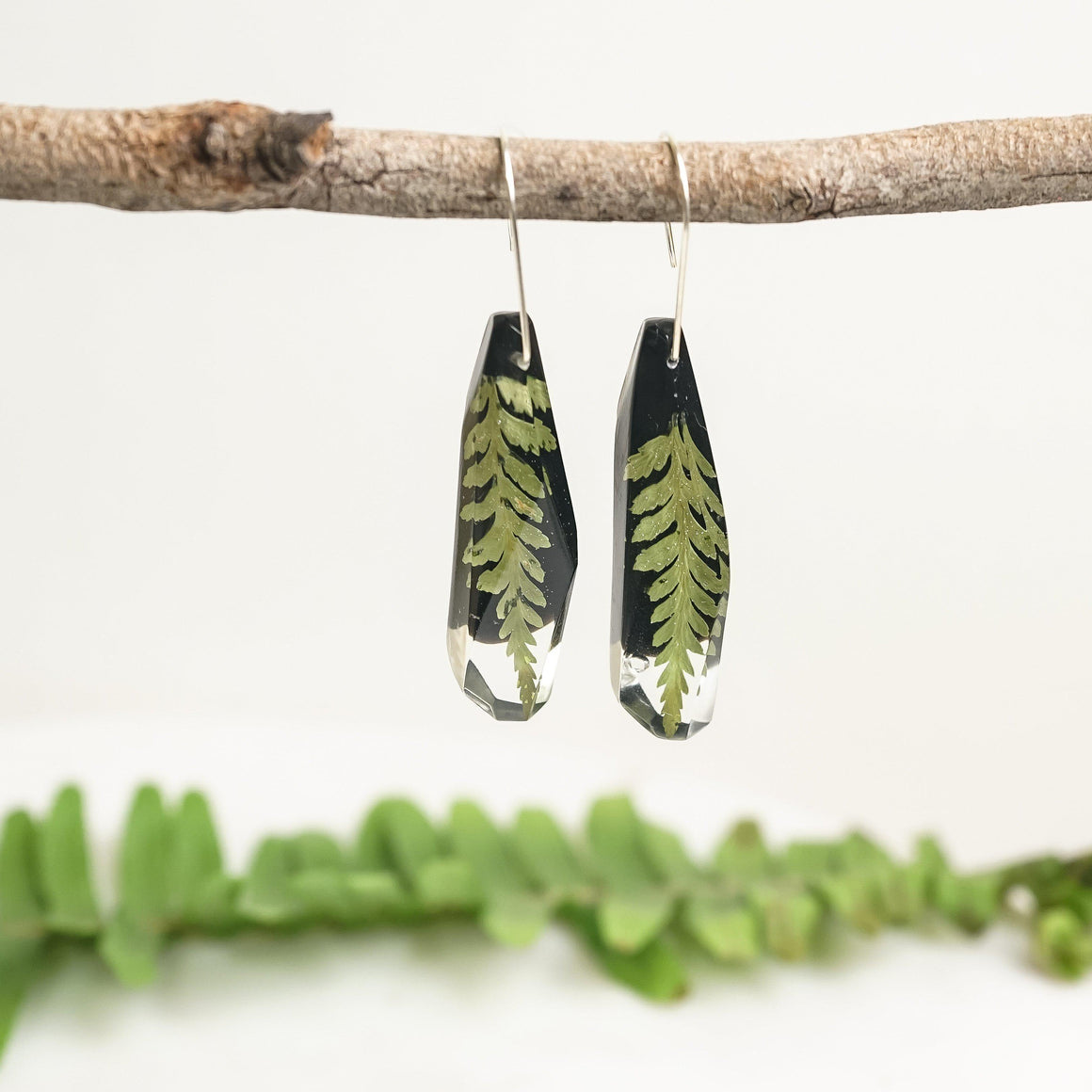 Faceted Dangles - Little Fern on black - Little Hurricane Co