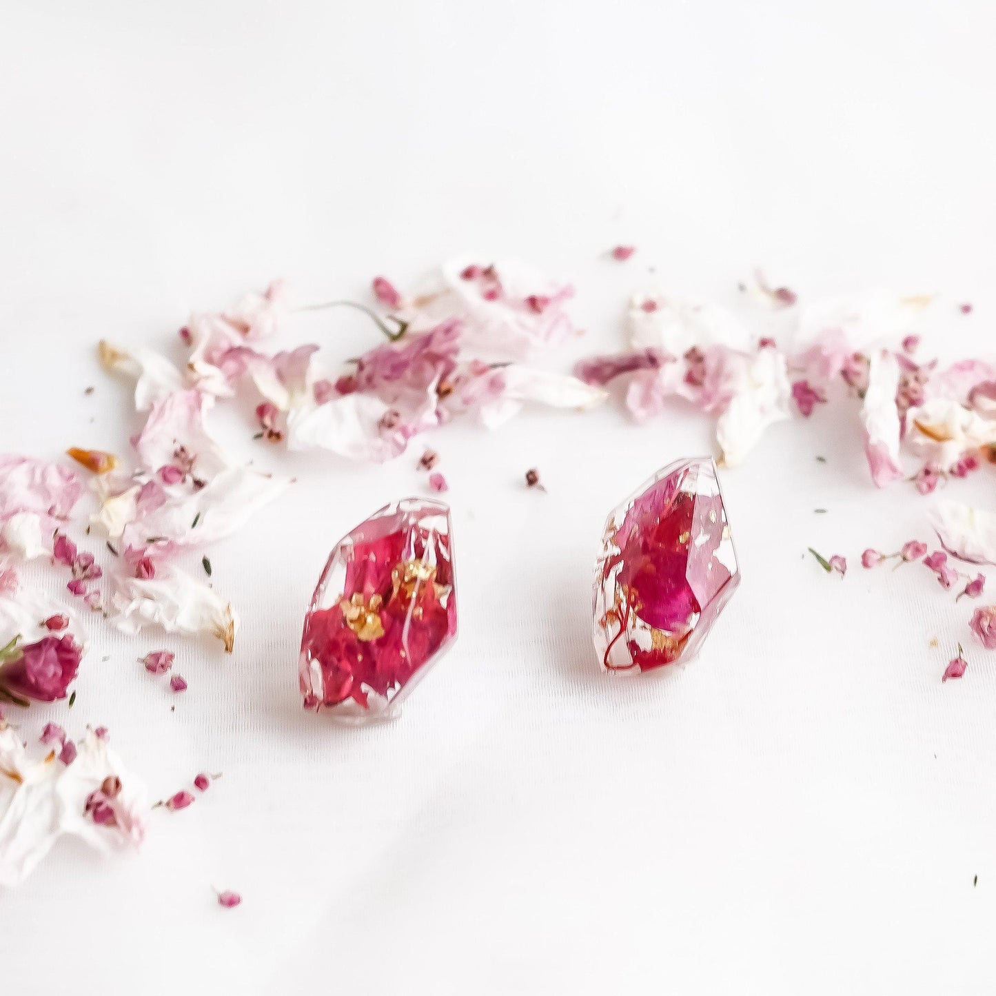 Faceted Studs - Fuchsia Flower Petals - Little Hurricane Co