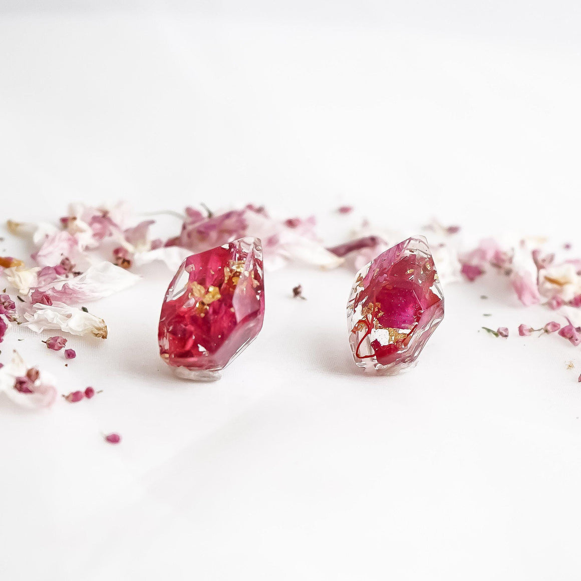 Faceted Studs - Fuchsia Flower Petals - Little Hurricane Co