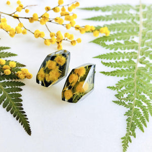 Faceted Studs - Golden Wattle on black - Little Hurricane Co