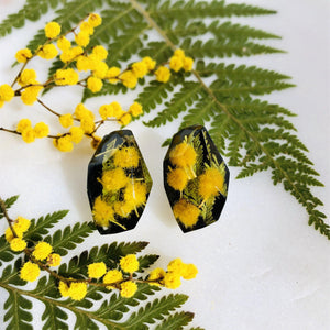 Faceted Studs - Golden Wattle on black - Little Hurricane Co