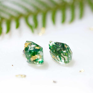 Faceted Studs - Moss & Gold Leaf - Little Hurricane Co