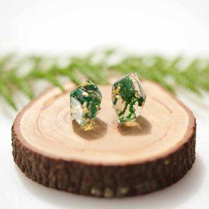 Faceted Studs - Moss & Gold Leaf - Little Hurricane Co