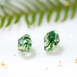 Faceted Studs - Moss & Gold Leaf - Little Hurricane Co