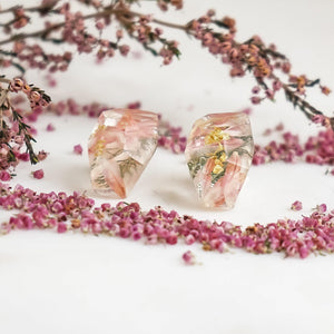 Faceted Studs - Strawberry Fields Flower & Fern - Little Hurricane Co