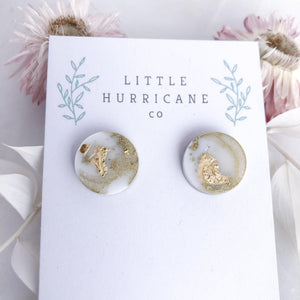 Gold Marble - button studs - Little Hurricane Co