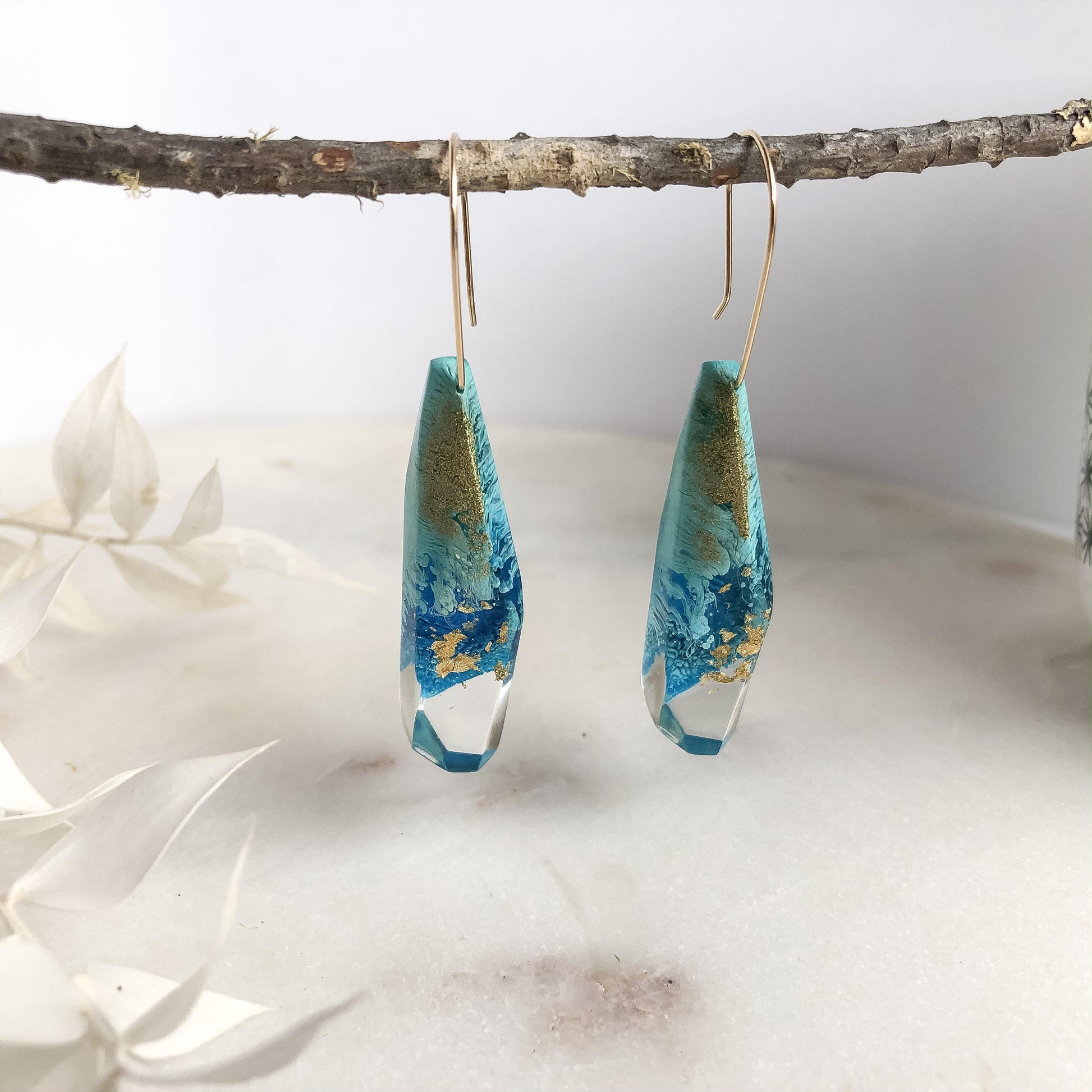 Golden Blues Faceted Dangles - Little Hurricane Co