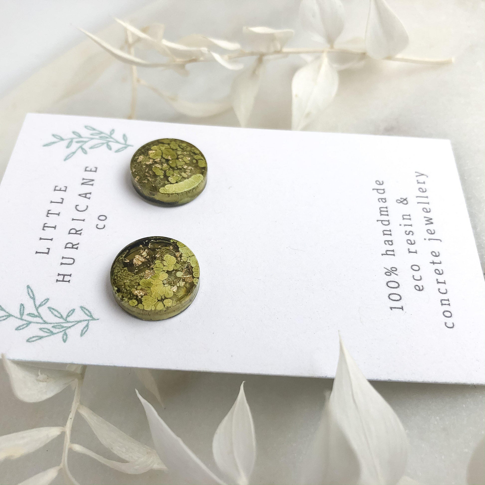 Golden Green - Button Studs - Little Hurricane Co