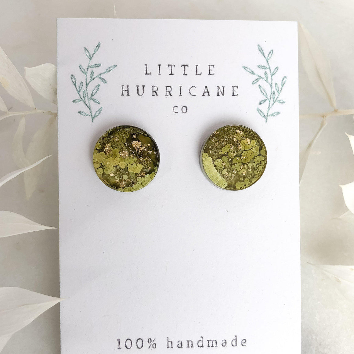 Golden Green - Button Studs - Little Hurricane Co