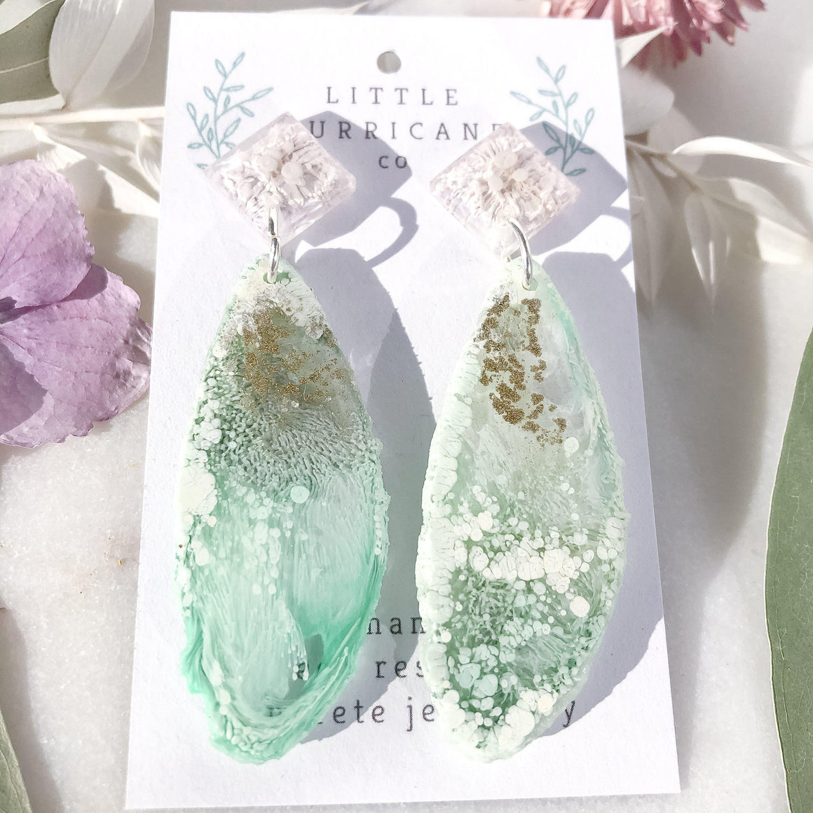 Golden Jade Geode Dangles - Little Hurricane Co