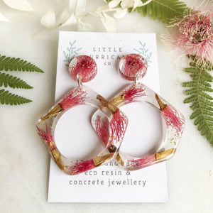 Gum Blossom Dangle Hoops - Little Hurricane Co