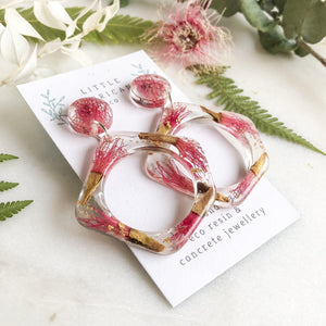 Gum Blossom Dangle Hoops - Little Hurricane Co