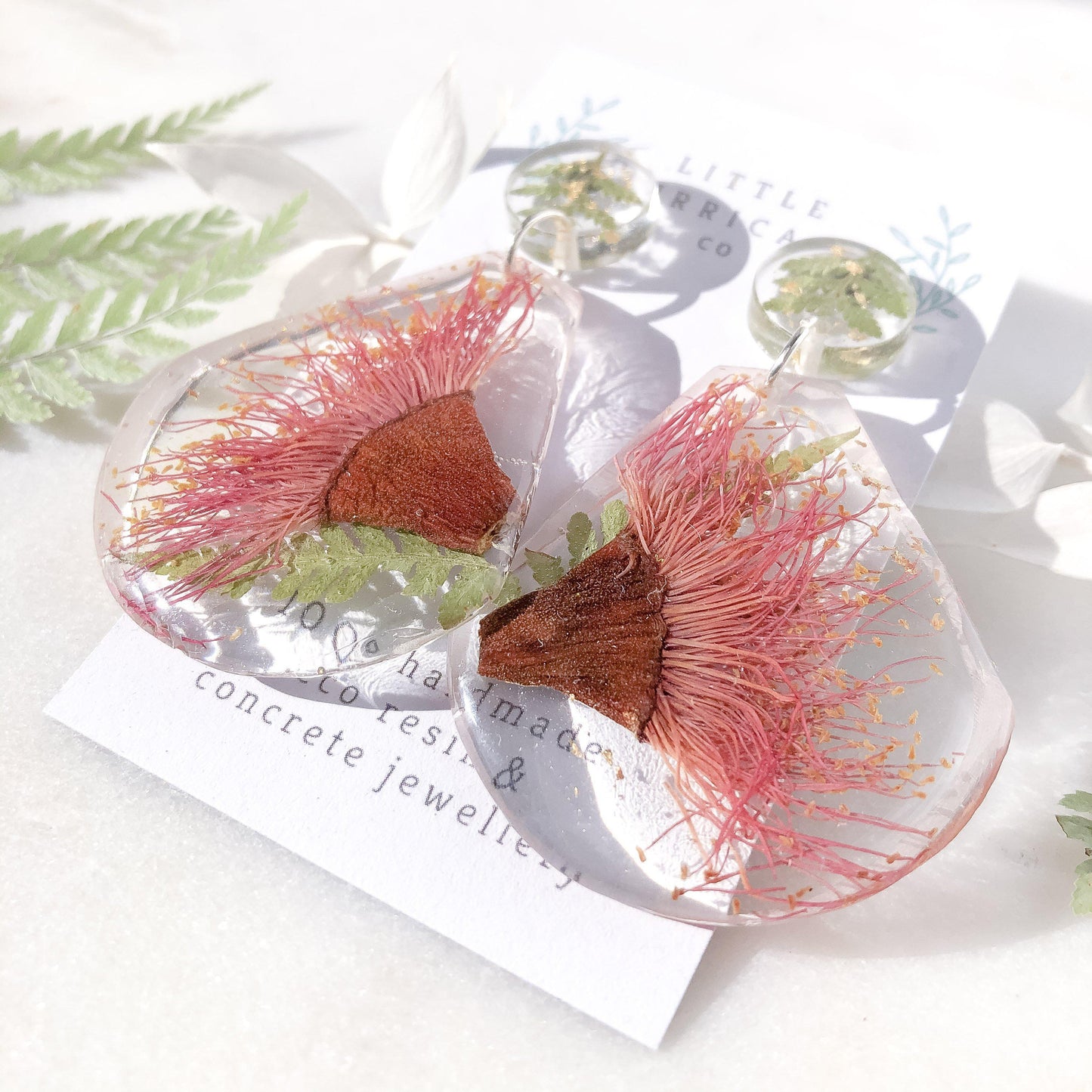 Gum Blossom Fern Teardrop Dangle - Little Hurricane Co