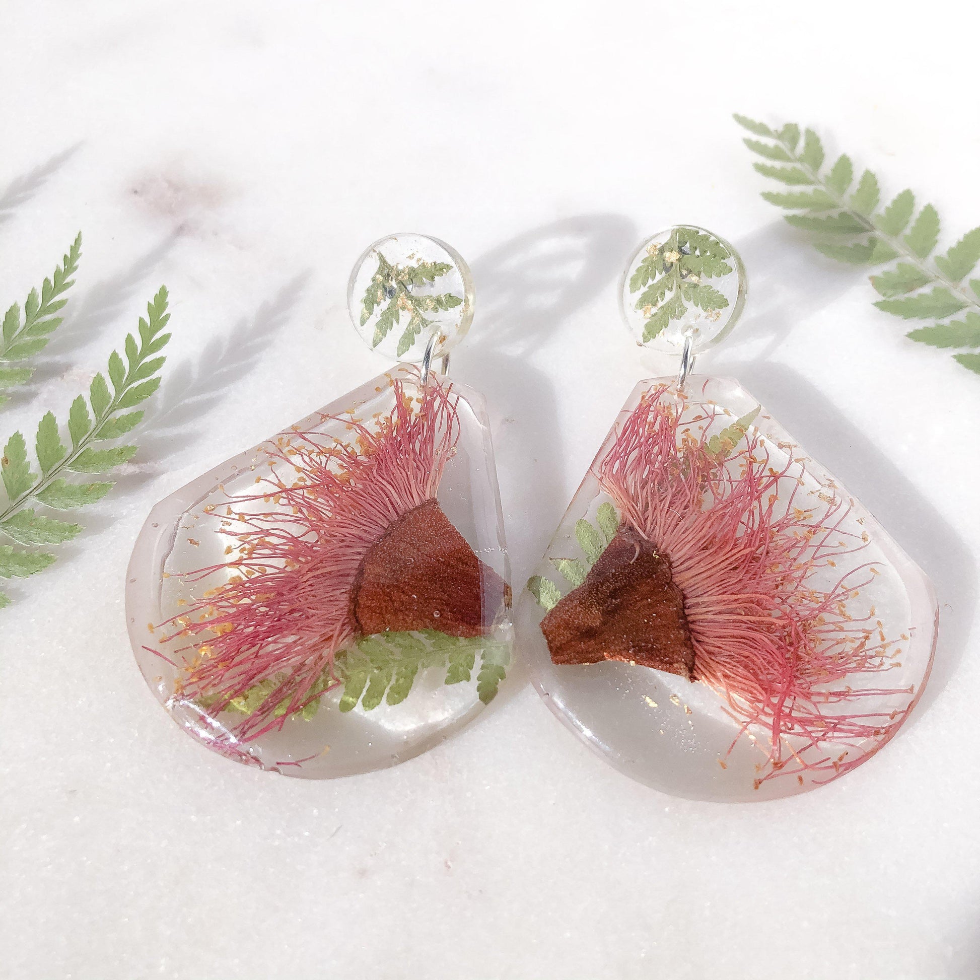 Gum Blossom Fern Teardrop Dangle - Little Hurricane Co