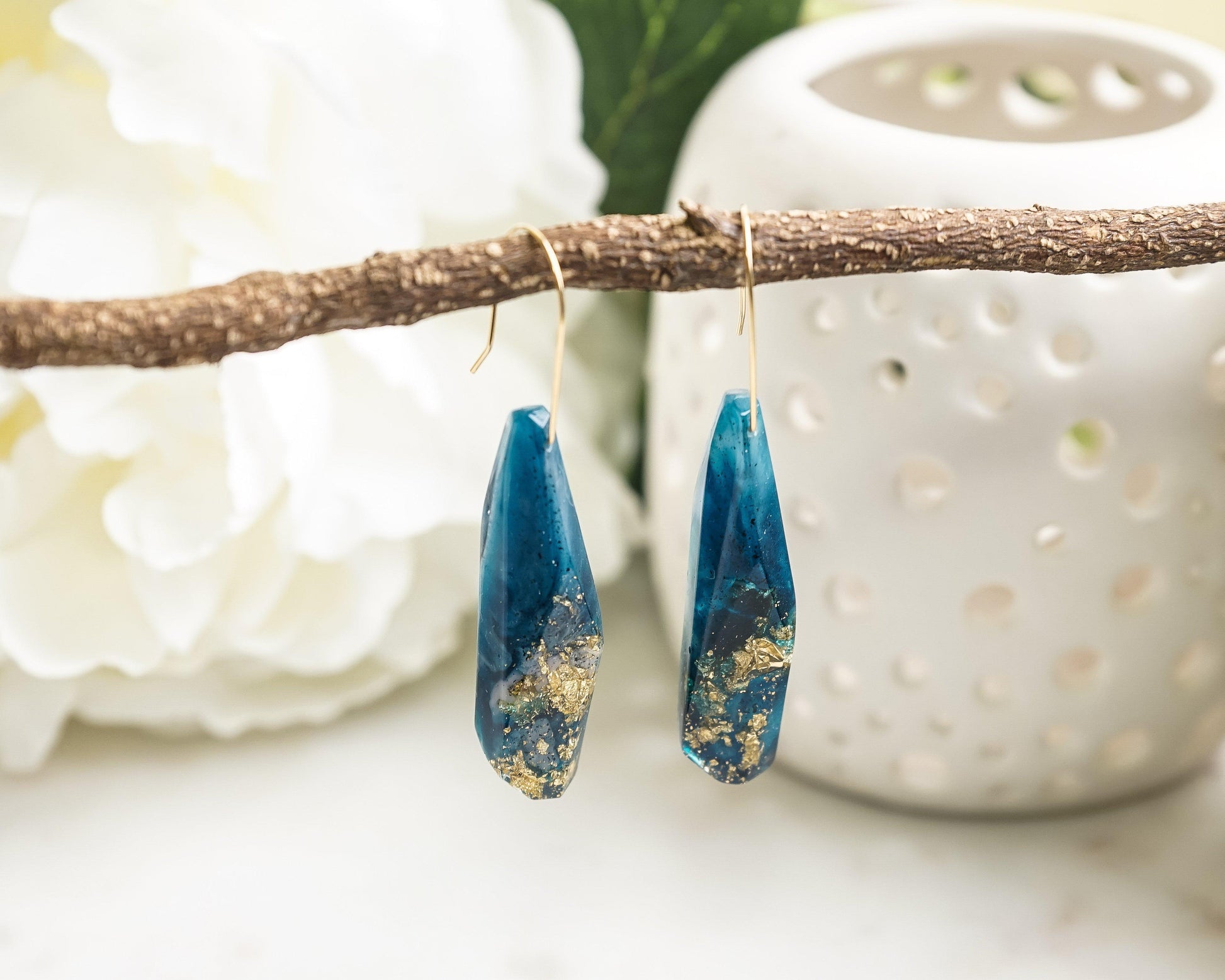 Hidden Gold Ocean Faceted Dangle - Little Hurricane Co